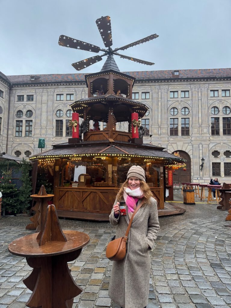 Woman at christmas market in munich, germany
